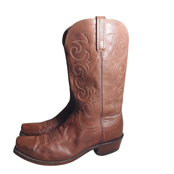 Lucchese 1883 Baker Men’s 9.5 Wide  Western Cowboy Boots Brown Leather  300610 - Picture 5 of 16